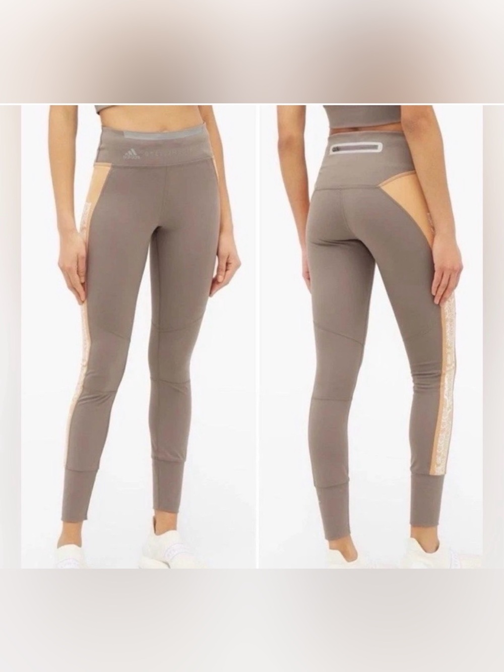 Adidas by Stella McCartney gray Leggings with taupe Side Panels